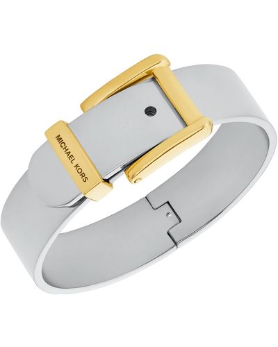 Michael Kors Gold-tone Or Silver-tone Colby Buckle Bangle Bracelet - White