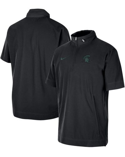 Nike Michigan State Spartans Coaches Half-zip Short Sleeve Jacket - Black