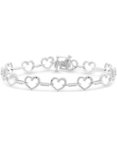 Macy's Diamond Heart Link Bracelet (1/6 Ct. T.w. - White