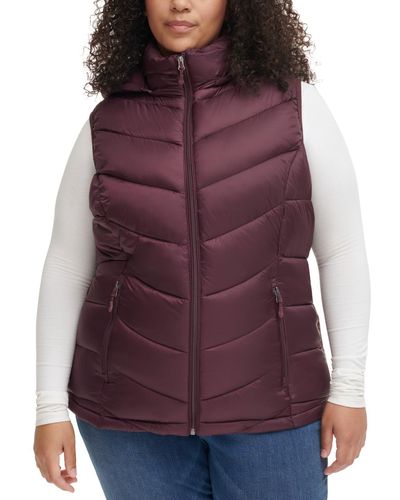 Charter Club Plus Size Packable Hooded Puffer Vest - Purple