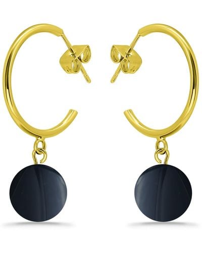 Macy's 14k Gold Plated Multi Genuine Stone Hoop Earrings - Blue