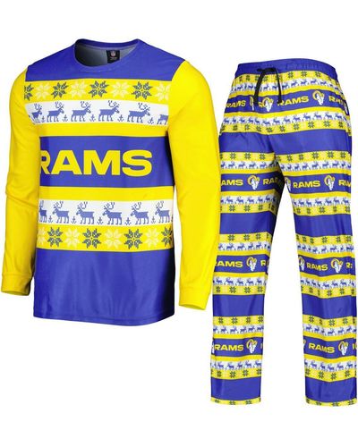 FOCO Los Angeles Rams Team Ugly Pajama Set - Blue