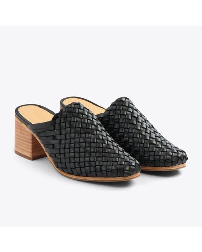 Nisolo All-day Woven Heeled Mule Woven Almond - Black