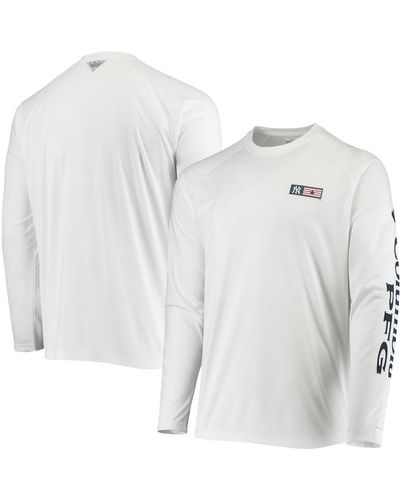 Columbia White Washington Nationals Americana Terminal Tackle Omni-shade Raglan Long Sleeve T-shirt