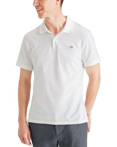 Dockers Icon Slim-fit Embroidered Logo Polo Shirt - White