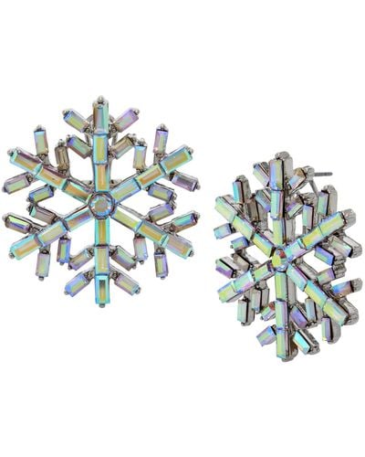 Betsey Johnson Faux Stone Snowflake Button Earrings - Blue