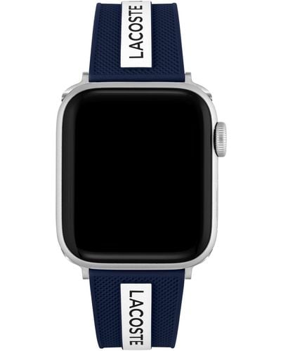 Lacoste Striping & White Silicone Strap For Apple Watch 38mm/40mm - Black