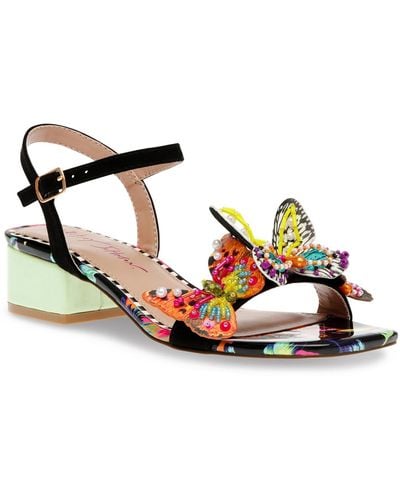 Betsey Johnson Lotty Butterfly Block-heel Sandals - Metallic