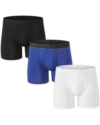 Alpine Swiss Boxer Briefs 3 Pack Underwear Breathable Comfortable Trunks - Blue