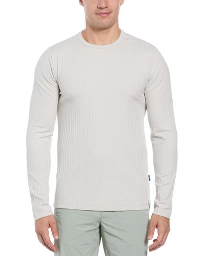 Perry Ellis Regular-fit Ribbed Crewneck Shirt - Gray