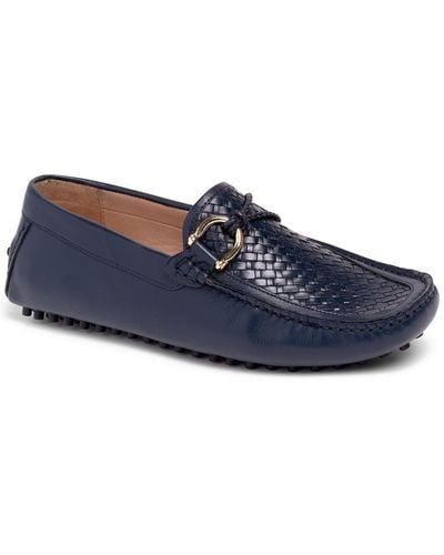 Carlos By Carlos Santana Malone Interweave Driver Leather Loafer Slip-on Casual Shoe - Blue