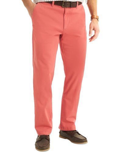 Nautica Classic-fit Stretch Solid Flat-front Chino Deck Pants - Red
