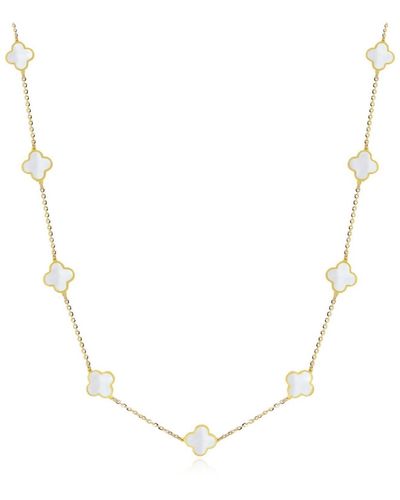The Lovery Mini Mother Of Pearl Clover Necklace - White