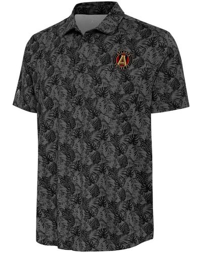 Antigua Atlanta United Fc Resort Button-up Shirt - Black