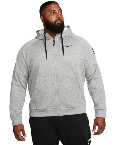 Nike Therma-fit Full-zip Logo Hoodie - Gray