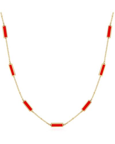 The Lovery Coral Bar Chain Necklace - Red
