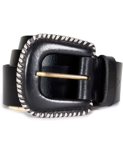 Frye 38mm Covered Buckle Leather Belt - Black