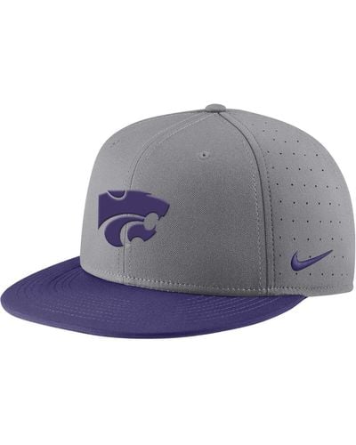 Nike Kansas State Wildcats Aero True Baseball Performance Fitted Hat - Gray