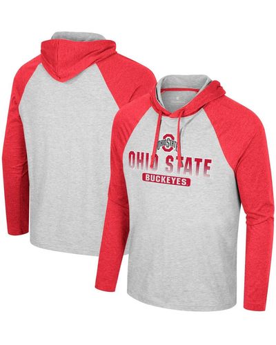 Colosseum Athletics Ohio State Buckeyes Hasta La Vista Raglan Hoodie Long Sleeve T-shirt - Red