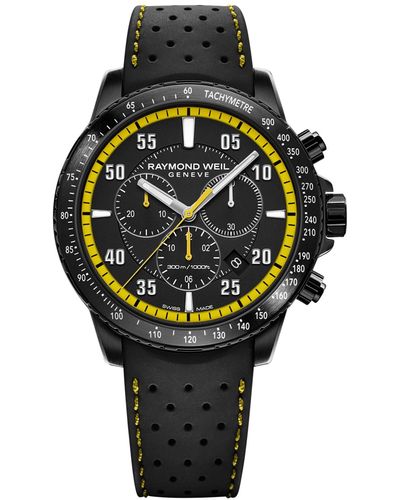 Raymond Weil Swiss Chronograph Tango Perforated Rubber Strap 43mm - Gray