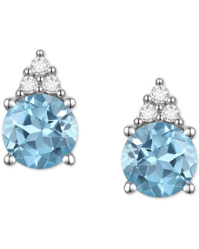 Macy's Gemstone & Diamond Accent Stud Earrings - Blue