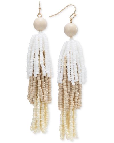 Style & Co. Tonal Stone & Beaded Fringe Chandelier Earrings - White