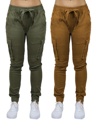Galaxy By Harvic Loose Fit Cotton Stretch Twill Cargo sweatpants Set - Green