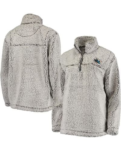 G-III 4Her by Carl Banks San Jose Sharks Sherpa Quarter-zip Pullover Jacket - Gray
