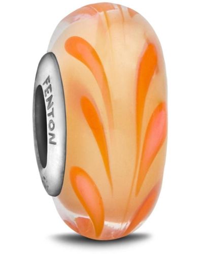 Fenton Glass Jewelry: Fiery Flourish Glass Charm - Orange