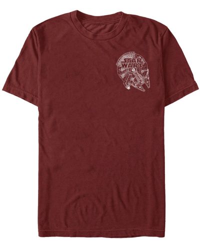 Fifth Sun Star Wars Logo On Millenium Falcon Short Sleeve T-shirt - Red