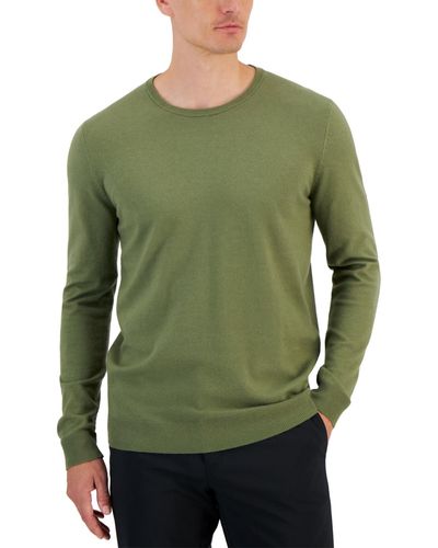 Alfani Solid Crewneck Sweater - Green