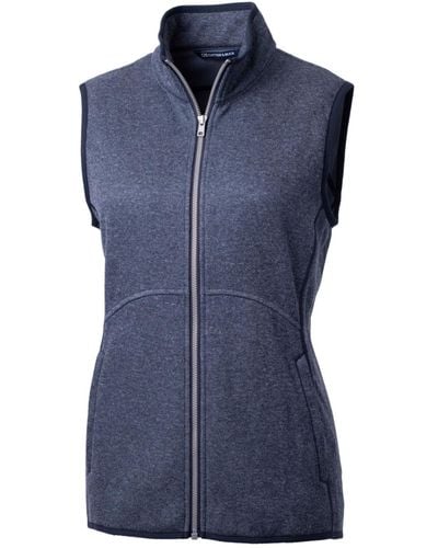 Cutter & Buck Plus Size Mainsail Sweater Knit Full Zip Vest - Blue