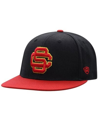 Top Of The World Black And Cardinal Usc Trojans Team Color Two-tone Fitted Hat - Red