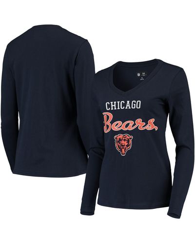 G-III 4Her by Carl Banks Chicago Bears Post Season Long Sleeve V-neck T-shirt - Blue