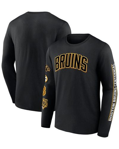 Fanatics Distressed Boston Bruins Centennial Long Sleeve T-shirt - Black