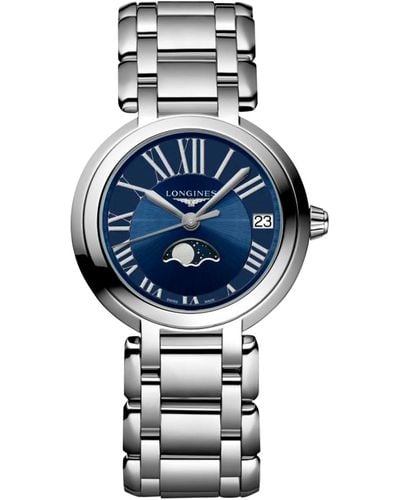 Longines Swiss Primaluna Moon Phase Stainless Steel Bracelet Watch 31mm - Blue