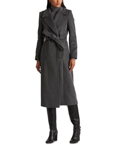 Lauren by Ralph Lauren Wool-blend Wrap Coat - Black
