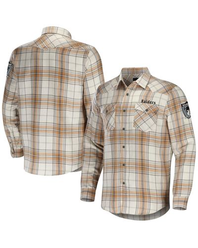 Fanatics Nfl X Darius Rucker Collection By Las Vegas Raiders Flannel Long Sleeve Button-up Shirt - Natural