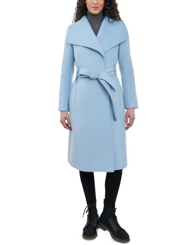 Anne Klein Cashmere Blend Belted Wrap Coat - Blue