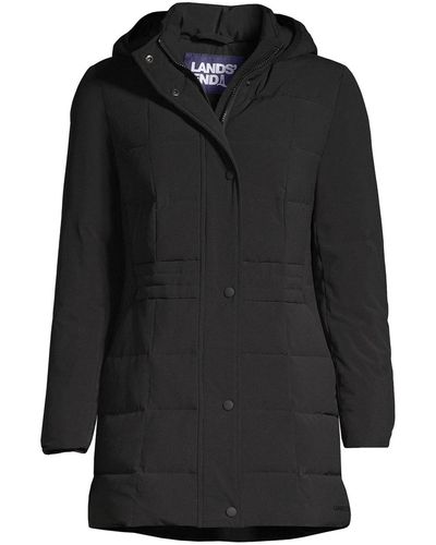 Lands' End Petite Quilted Stretch Down Coat - Black