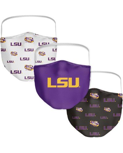 Fanatics Lsu Tigers All Over Logo Face Covering 3-pack - Metallic