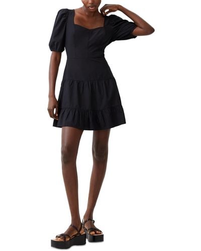 French Connection Tiered Fit & Flare Dress - Black