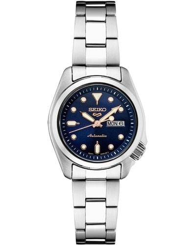 Seiko Automatic 5 Sports Stainless Steel Bracelet Watch 28mm - Blue