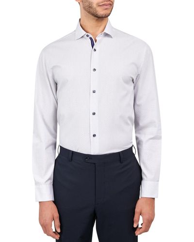 Michelsons Of London Regular-fit Fine Stripe Dress Shirt - White