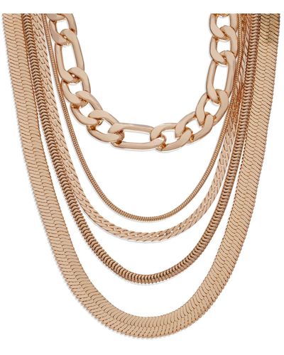 Steve Madden Mixed Layered Chain Necklace - White