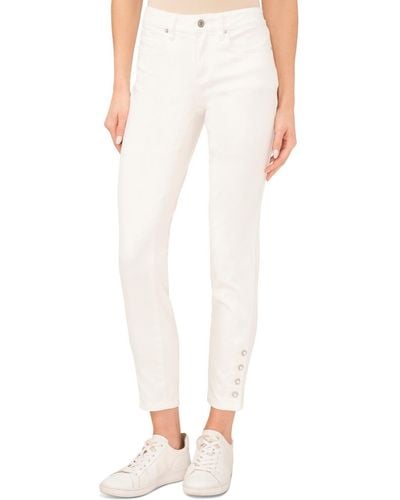 Cece Imitation-pearl-trim High-rise Skinny Jeans - White