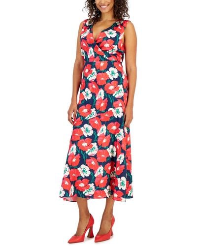 Sam Edelman Floral Chiffon A-line Dress - Red