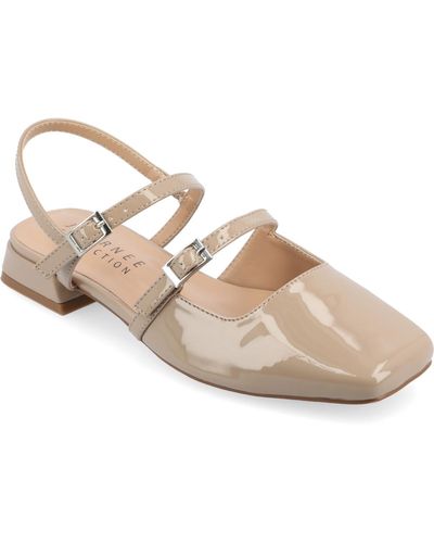 Journee Collection Gretchenn Square Toe Mary Jane Flats - Natural