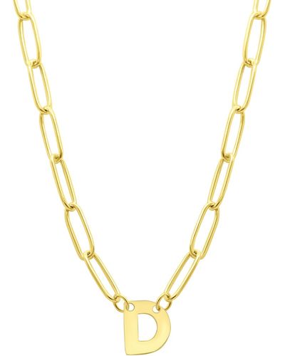 Adornia Tarnish Resistant 14k Gold-plated Mini Initial Paperclip Chain Necklace - Metallic