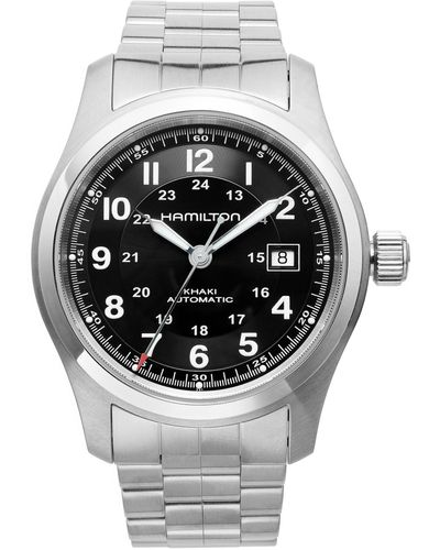 Hamilton Watch, Men's Swiss Automatic Khaki Field Stainless Steel Bracelet 42mm H70515137 - Metallic